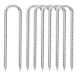 Fondlife Bodenanker,30cm Bodenpfähle,Verzinkter Stahl Bodenanker Trampolin,Bewehrungsstab Zeltheringe,Garten Pfähle,Camping Zelt Heringe. (Silber U, 6 Stück)