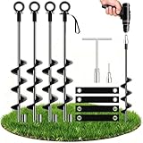 Ewilibe Bodenanker Erdanker 45.7cm Bodenanker aus Stahl Boden Anker Zelt Heavy Duty Trampolin Anchor Zum Eindrehen für Zelte, Schaukelgestell, Vordächer, Camping, Widerstehen Starkem Wind Rostfrei