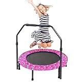 Trampolin Kinder, Ø ca 91cm|Faltbarer Rebounder für Minitrampolin mit Handlauf, sicherem Polster und strapazierfähiger Abdeckung für drinnen und draußen| Trampolin für Jumping Fitness (Rosa)