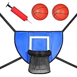 Ronyme Basketballkorb für Trampolin, Stabiler Basketballständer zum Eintauchen, universell mit Ballpumpe, Trampolin-Befestigungszubehör für Jungen und