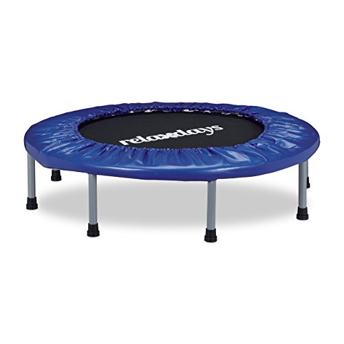 Relaxdays Trampolin faltbar, Indoor, blau-schwarz