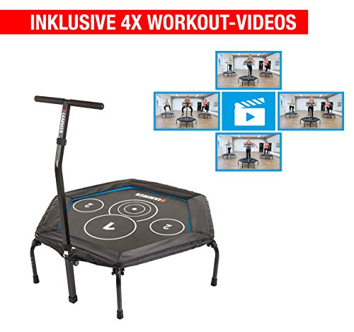Hammer Fitness-Trampolin Cross Jump inklusive 4 Workout-Videos!, 98 cm Sprungfläche, leistungsstark bis 130 kg Benutzergewicht