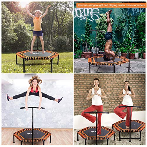 amzdeal Fitness Trampolin faltbar | Ø ca 124cm, Jumping Fitness Trampolin, Gummiseilfederung